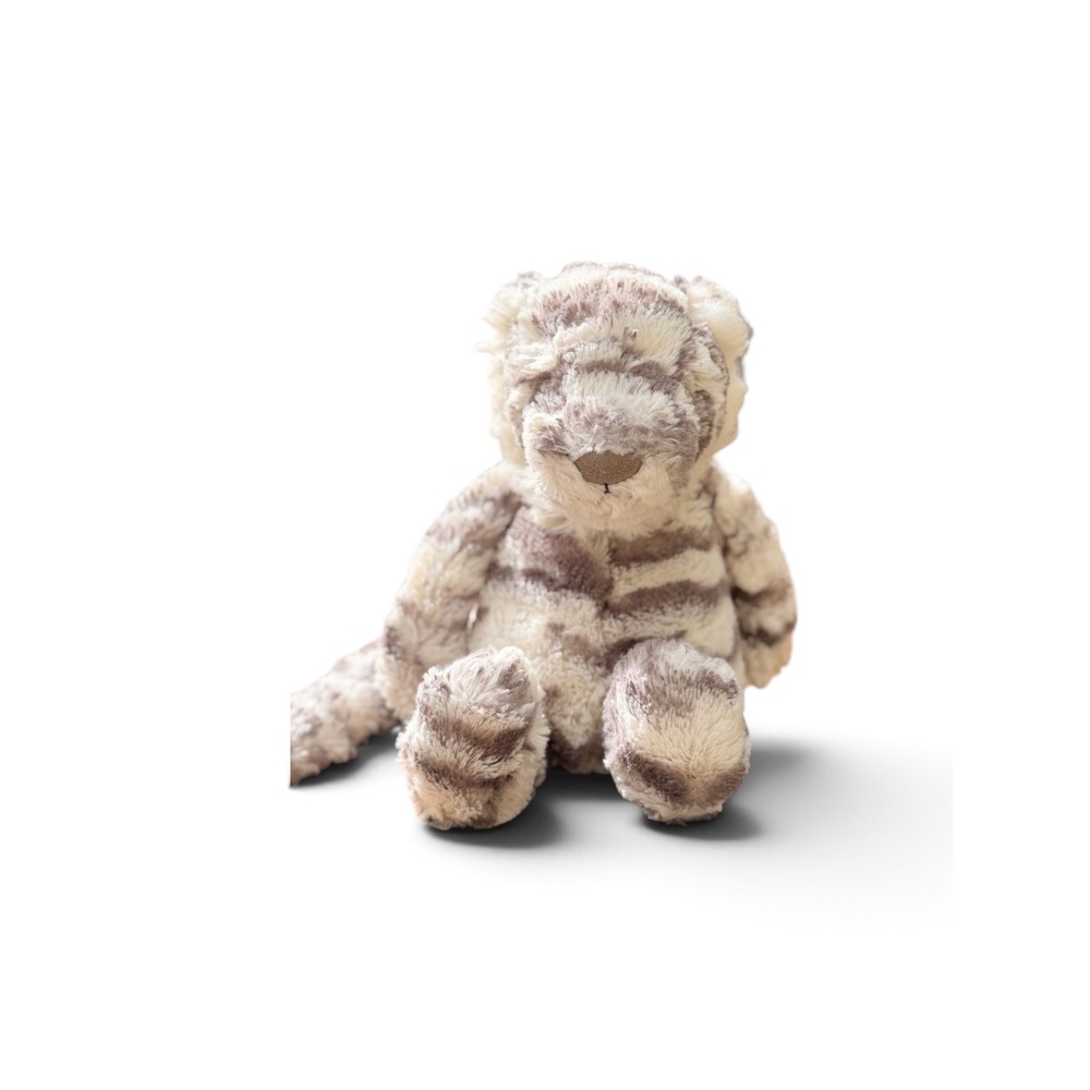 Jellycat Bashful Snow Tiger Plush Animal Grey White Striped 12 inch, Rare